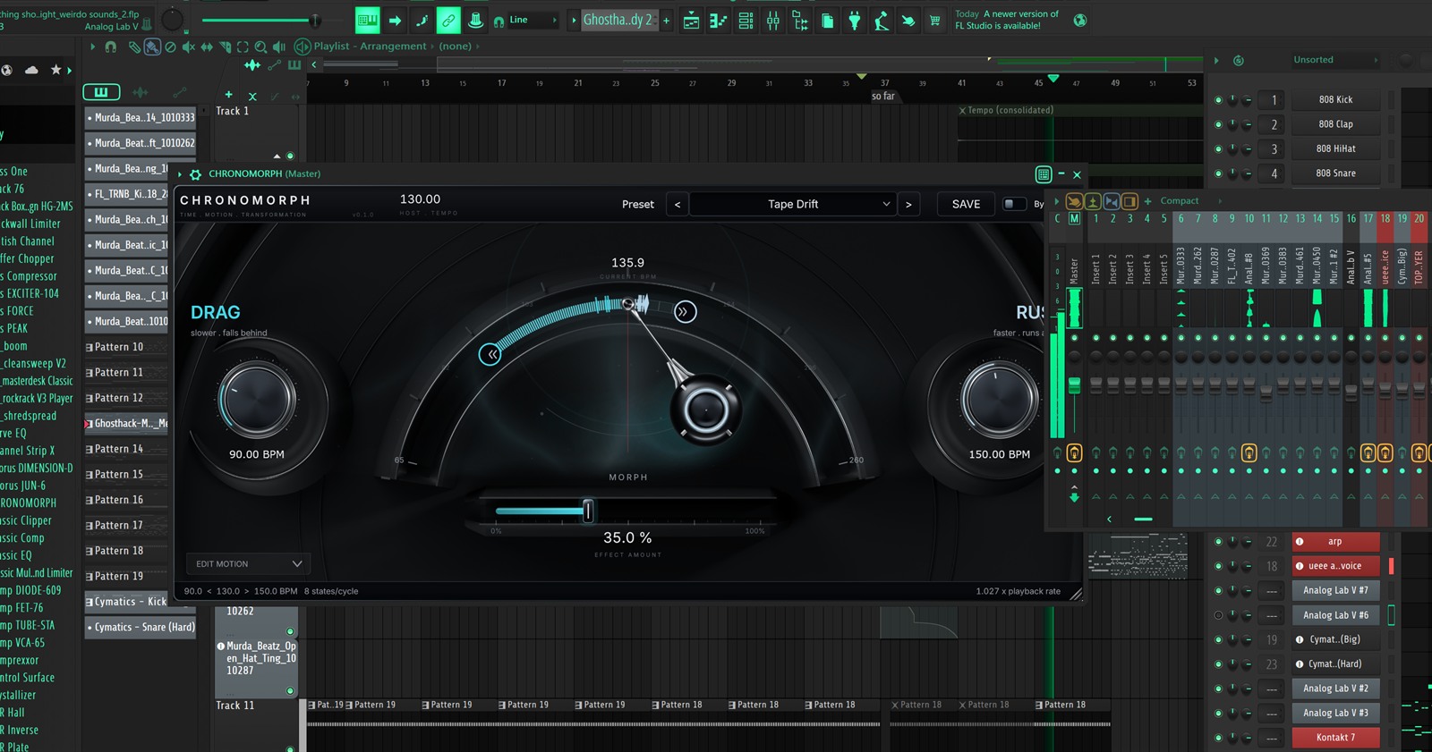 CHRONOMORPH running as a VST3 in a DAW session